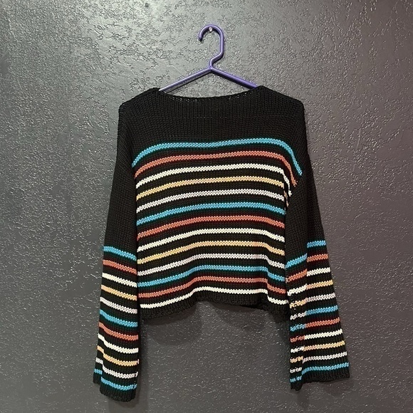 LOVESTITCH Multicolored Striped Knitted Cropped Sweater Size Small NWT - Picture 3 of 6